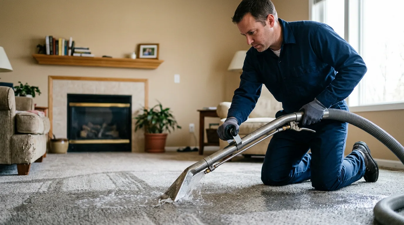 Water damage restoration technician working near Princeton, IA